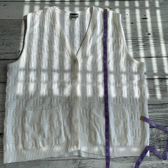 Vintage 90s Penmans Textured Knit Grandma Cardigan Sweater Vest - Picture 12 of 12